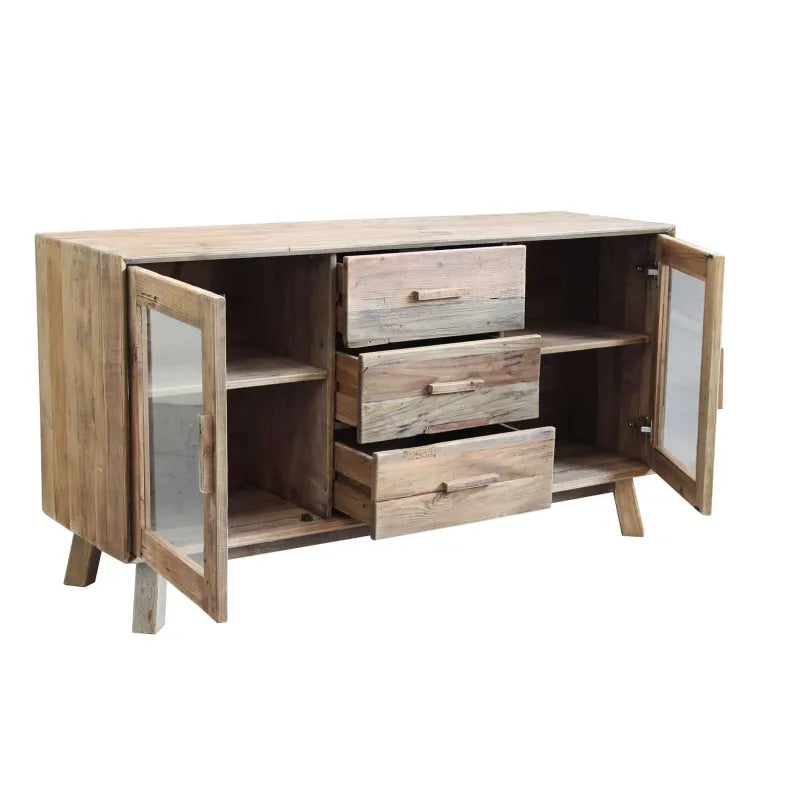 Credenza Doroty 3 Cassetti e 4 Ripiani in Legno di Pino