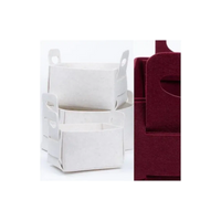 3 Cesti con Manici in Pannolenci Crema e Bordeaux