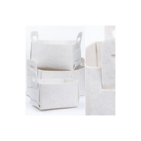 3 Cesti con Manici in Pannolenci Crema e Bordeaux