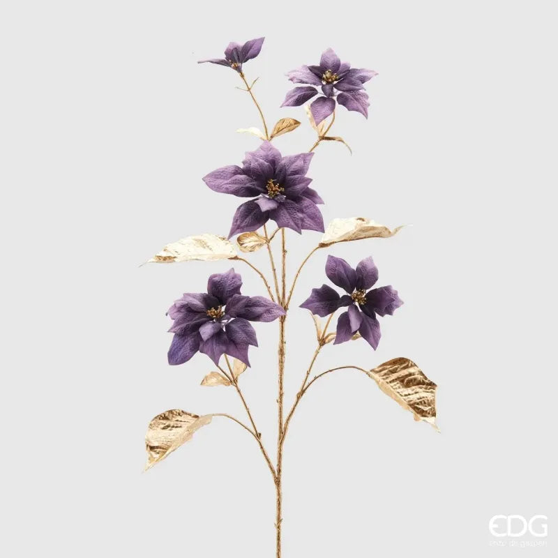 Ramo Stella di Natale Lavanda con Stelo Oro in due misure EDG, Ideale per uso professionale in attività commerciali