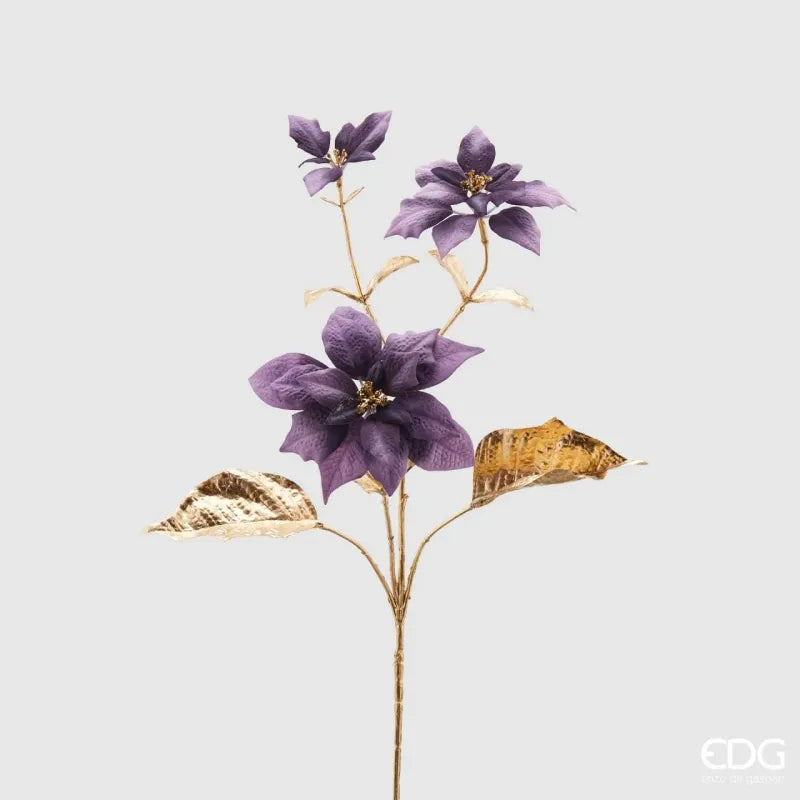 Ramo Stella di Natale Lavanda con Stelo Oro in due misure EDG, Ideale per uso professionale in attività commerciali