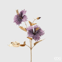 Ramo Hibiscus Lavanda con Stelo Oro H 68 Cm EDG, ideale per decorazioni ed allestimenti