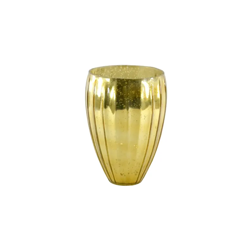 Vaso Anita in Vetro Sfaccettato Oro e Argento nelle Due Misure