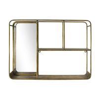 Scaffale Oliver con Specchio a Muro in Metallo Oro