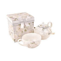 Set Teiera Rose con tazza e scatola regalo abbinata