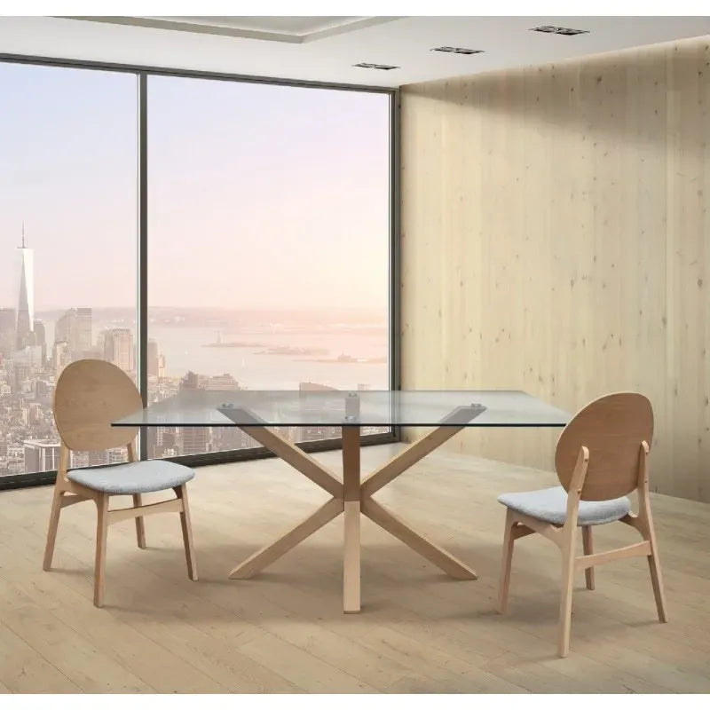 Set 2 Sedie in Legno con Seduta Grigio Melange