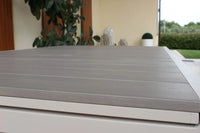 Tavolo da Giardino Esterno in Alluminio Tortora e Polywood Allungabile 180/240x100x73h fino a 10 Posti