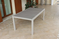 Tavolo da Giardino Esterno in Alluminio Tortora e Polywood Allungabile 180/240x100x73h fino a 10 Posti