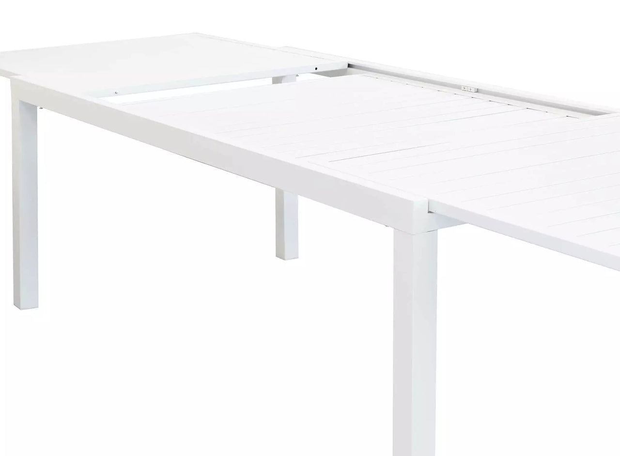 Tavolo da Giardino Esterno in Alluminio Dogato Bianco Allungabile cm.200/300x100x74 fino a 14 posti