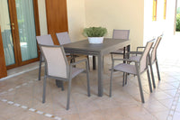Tavolo da Giardino Esterno Allungabile cm. 135/270x90x75 in Alluminio Tortora fino a 12 posti