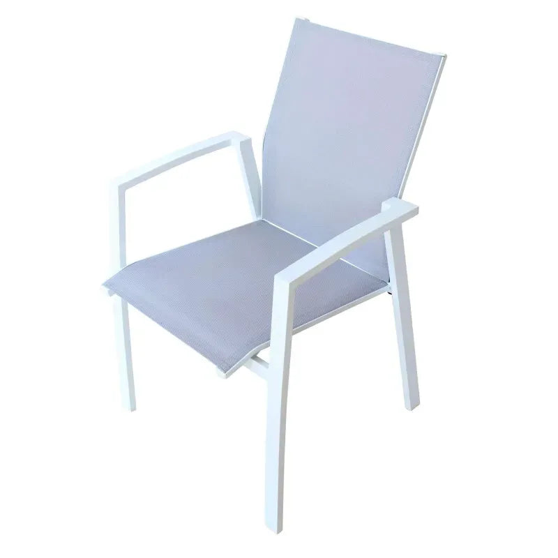 Poltrona Sedia da Giardino Impilabile in Alluminio e Textilene in 3 Colori cm.57x61x89h (ESPOSIZIONE)