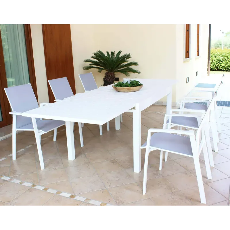 Poltrona Sedia da Giardino Impilabile in Alluminio e Textilene in 3 Colori cm.57x61x89h (ESPOSIZIONE)