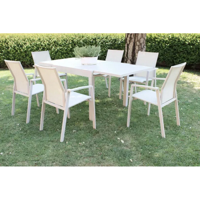 Poltrona Sedia da Giardino Impilabile in Alluminio e Textilene in 3 Colori cm.57x61x89h (ESPOSIZIONE)