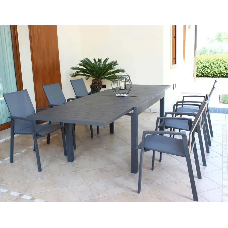 Poltrona Sedia da Giardino Impilabile in Alluminio e Textilene in 3 Colori cm.57x61x89h (ESPOSIZIONE)