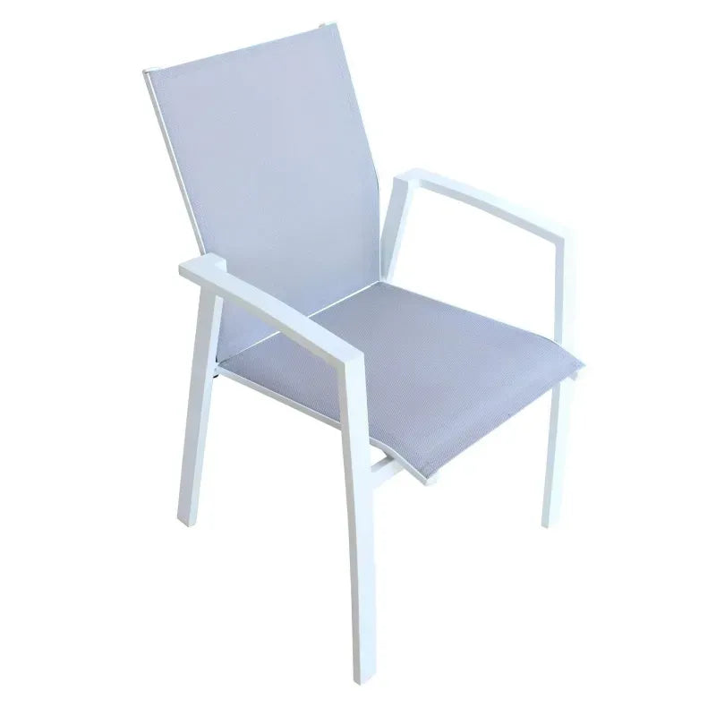 Poltrona Sedia da Giardino Impilabile in Alluminio e Textilene in 3 Colori cm.57x61x89h (ESPOSIZIONE)